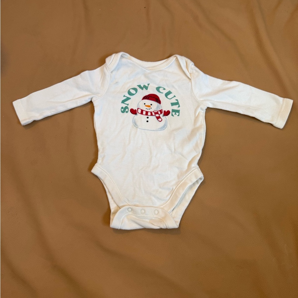 Old Navy White 'Snow Cute' Baby Bodysuit